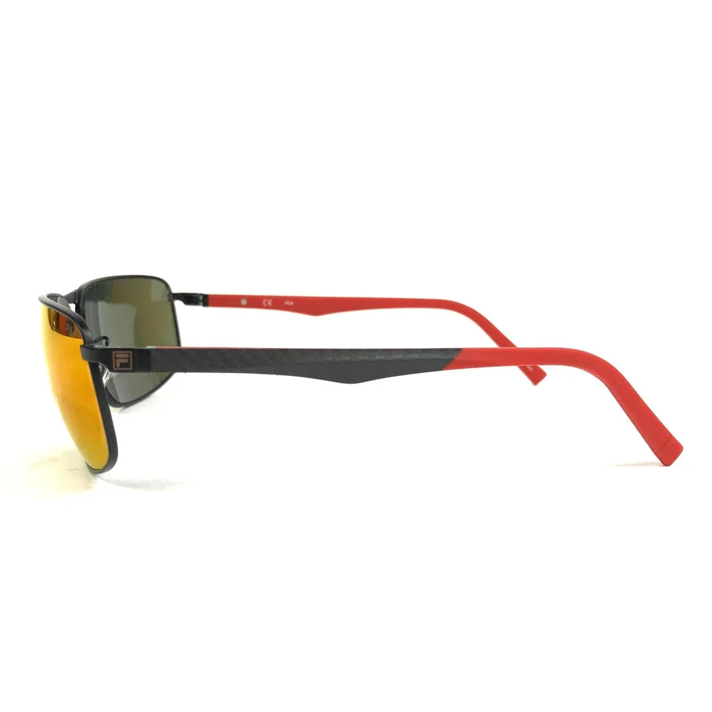 Fila Sunglasses SFI446 COL.531R Black Red Wrap Frames w/ Orange Mirrored Lenses